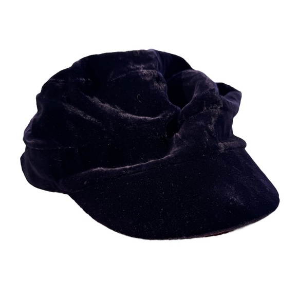 VTG Rare Rugby Ralph Lauren Purple Velvet Baker Boy Cap Hat Size: M/L - Picture 1 of 5
